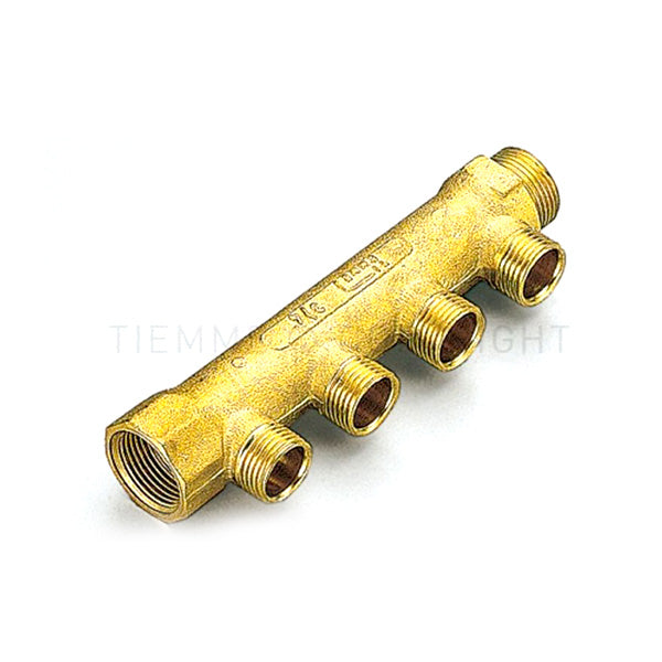 Collettore lineare in ottone tiemme 2 vie 1" uscite 1/2"x16 1910020