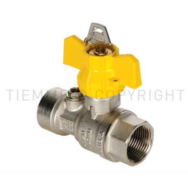 Valvola gas a sfera diritta tiemme 1"f x 1"f c/serratura e doppia chiave 2210072