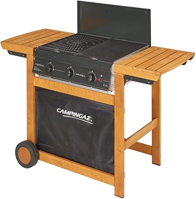 BARBECUE A GAS RIFINITO IN LEGNO D'ACACIA DUALGAS ADELAIDE 3 WOODY DG cod.97338