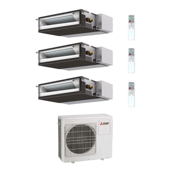 CLIMATIZZATORE MITSUBISHI CANALIZZABILE TRIALSPLIT 12000+12000+12000+MXZ-3F68VF INVERTER R-32