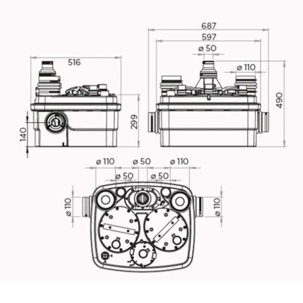 STAZIONE DI SOLLEVAMENTO TRITURATORE SFA SANITRIT SANICUBIC 2 CLASSIC