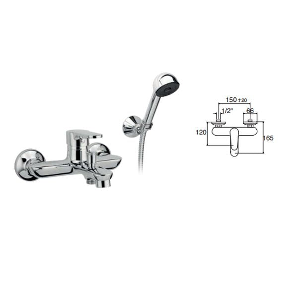 MONOCOMANDO VASCA E KIT DOCCIA COMPLETO KELLER TAPS WINTER CROMATO