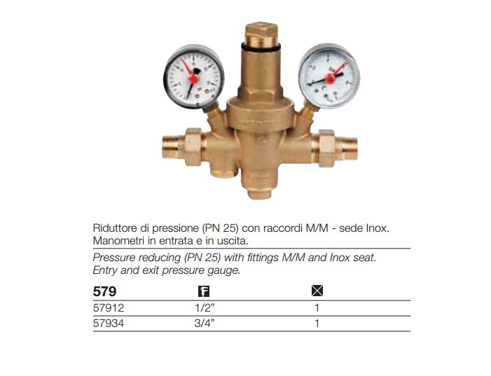 Riduttore di pressione acqua 1/2 3/4 1 FF per autoclave bocchettoni OTTONE  Pn25
