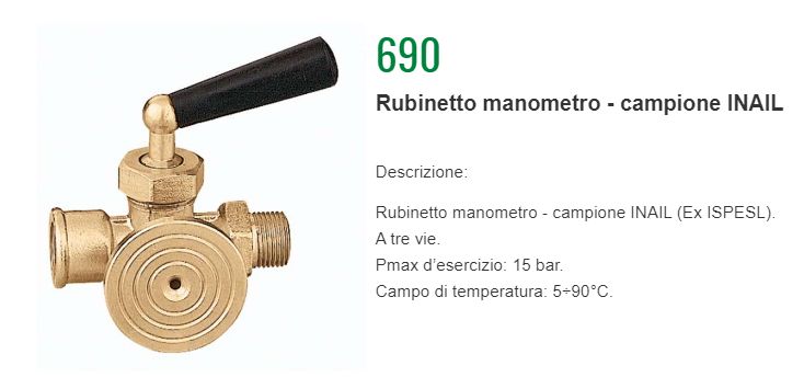 Caleffi Caleffi Rubinetto manometro campione INAIL 3/8"690300 