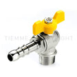 Valvola a squadra tiemme a squadra per gas 1/2"x13 con portagomma e leva 2220004