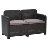 Salotto da giardino in polirattan 3 pezzi completo di cuscini