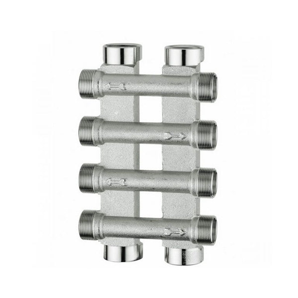 COLLETTORE COMPLANARE ARTECLIMA 3/4" F/F IN OTTONE NICHELATO FILETTO 24X19 CODICE 6086N