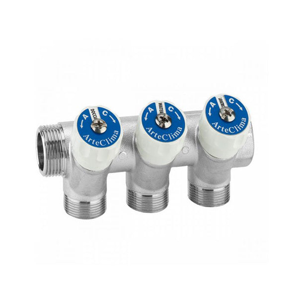 COLLETTORE MODULARE 3 VIE CON ARRESTO MANUALE ARTECLIMA M/F 3/4" CODICE 639343