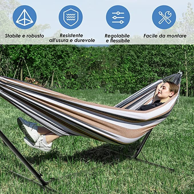 TELAIO IN ACCIAIO SUPPORTO PER AMACA 2 POSTI