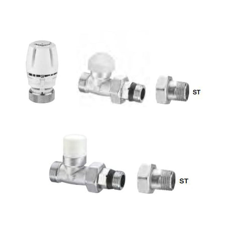 KIT ARTECLIMA VALVOLA DRITTA + DETENTORE DRITTA +TESTINA TERMOSTATICA 3/8" AC301KIT38ST