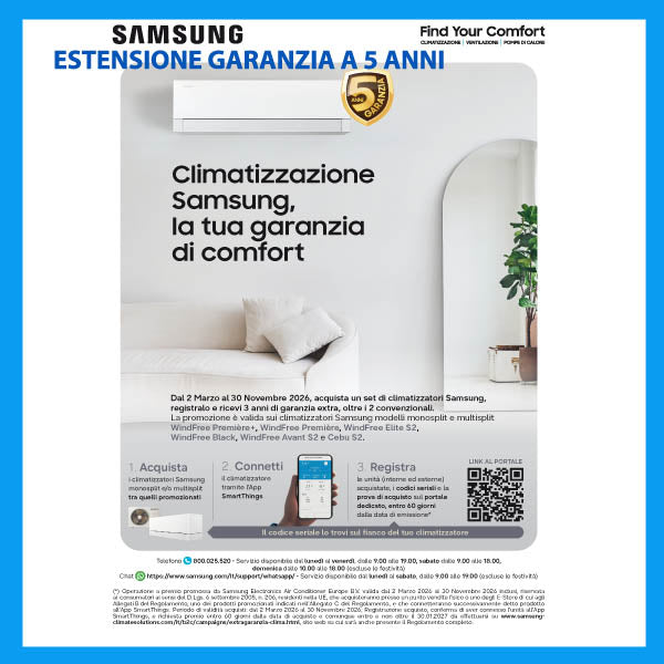 CLIMATIZZATORE SAMSUNG WINDFREE AVANT S2 DUALSPLIT 7000+9000+AJ040TXJ INVERTER R32 WI-FI