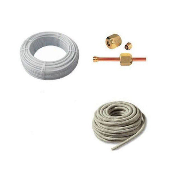 Rame isoclima per condizionamento 5 metri 1/4" + 5 metri 1/2"+ raccordi innesto + 5 metri scarico condensa