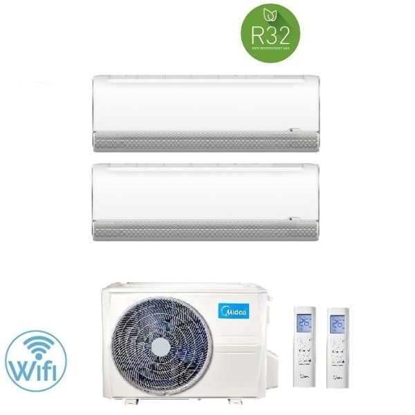 CLIMATIZZATORE MIDEA BREEZELESS E DUALSPLIT 12000+12000+M2OE-18HFN8-Q INVERTER R-32 WI-FI