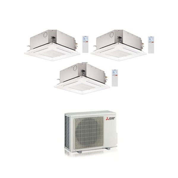 CLIMATIZZATORE MITSUBISHI CASSETTA A 4 VIE TRIALSPLIT 9000+12000+12000+MXZ-3F54VF INVERTER R-32