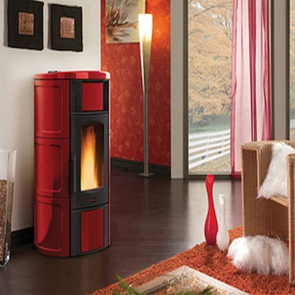 STUFA  A PELLET LA NORDICA EXTRAFLAME ISIDE IDRO H15 18,1 KW BORDEAUX/BIANCO