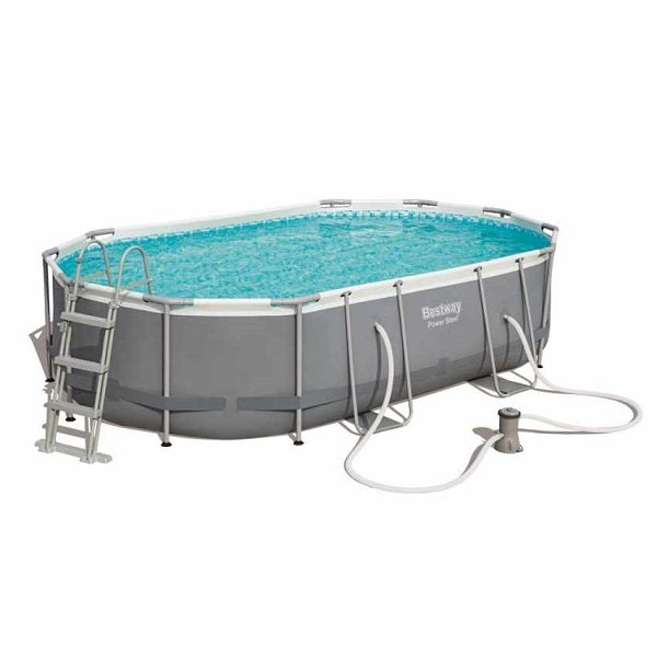 PISCINA FUORI TERRA OVALE CON TELAIO +POMPA cm 488X305X107 56448