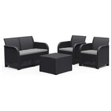 Salotto da giardino in polirattan 3 pezzi completo di cuscini