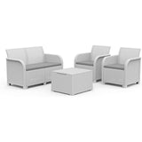 Salotto da giardino in polirattan 3 pezzi completo di cuscini