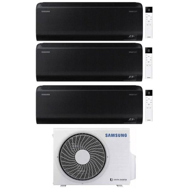 CLIMATIZZATORE SAMSUNG WINDFREE BLACK TRIALSPLIT 12000+12000+12000+AJ068TXJ INVERTER R-32 WI-FI