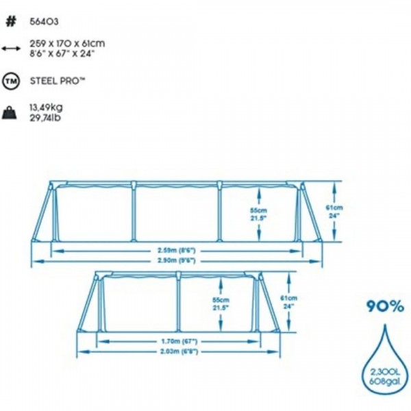 Piscina da esterno Bestway cm. 259x170x61h