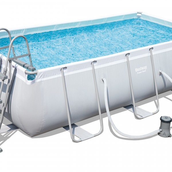 PISCINA FUORI TERRA  IN ACCIAIO RETTANGOLARE CON TELAIO+POMPA CM.404X201X100H Bestway 56441