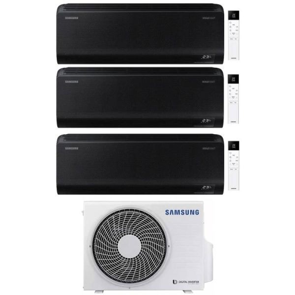 CLIMATIZZATORE SAMSUNG WINDFREE BLACK TRIALSPLIT 9000+9000+12000+AJ068TXJ INVERTER R-32 WI-FI 