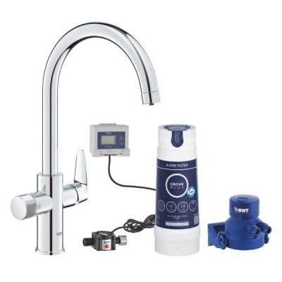 MISCELATORE 2 IN 1 PER LAVELLO GROHE SERIE BLUE PURE BAUCURVE STARTER KIT