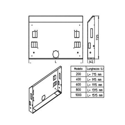 CASSAFORMA IN LAMIERA ZINCATA PER VENTILCONVETTORE AD INCASSO INNOVA AIRLEAF SLI E RSI 200