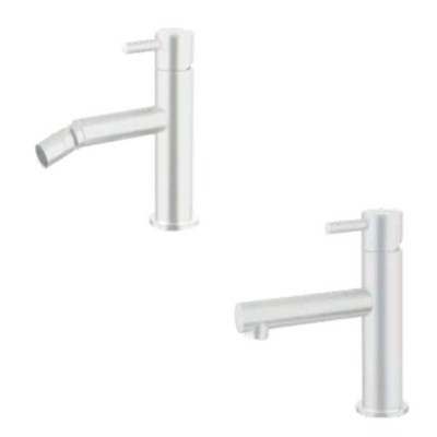 COPPIA MONOCOMANDO LAVABO E BIDET KELLER TAPS MINIMAL BIANCO OPACO