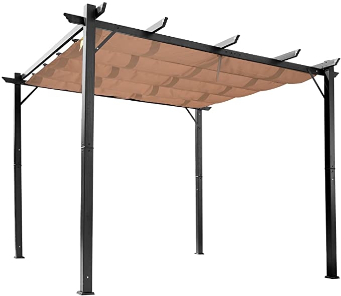 PERGOLA MT. 3X3 GAZEBO ACCIAIO CON TELO RETRATTILE SCORREVOLE GIARDINO
